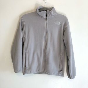 Gray North face hoodless jacket